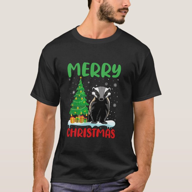 Honey Badger Tree Xmas Sweater Men Women Ugly Chri (Front)