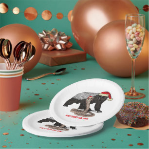 Honey Badger verses Snake Badass Christmas Paper Plate