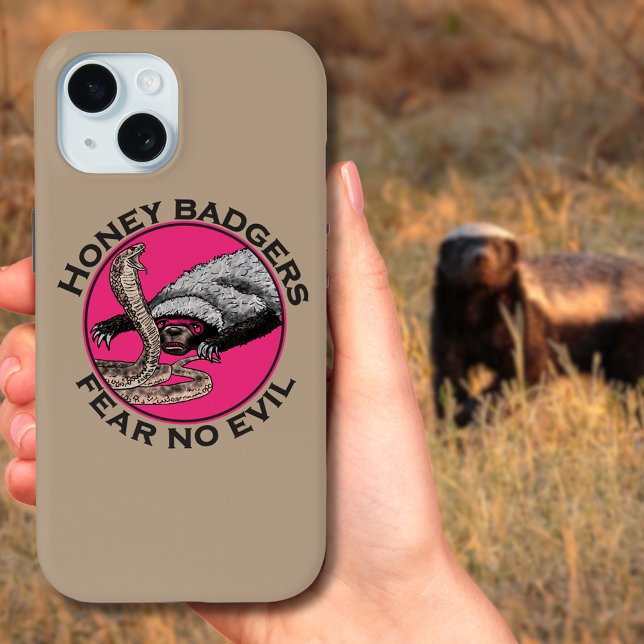 Honey Badger verses Snake Quote Case-Mate iPhone Case (Honey badgers fear no evil quote with honey badger verses snake illustration phone case)