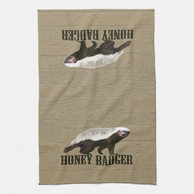 Honey Badger Wild Animal Tea Towel (Vertical)
