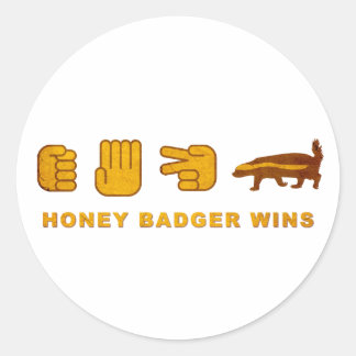 Honey Badger Wins - (Vintage) Rock Paper Scissor Classic Round Sticker