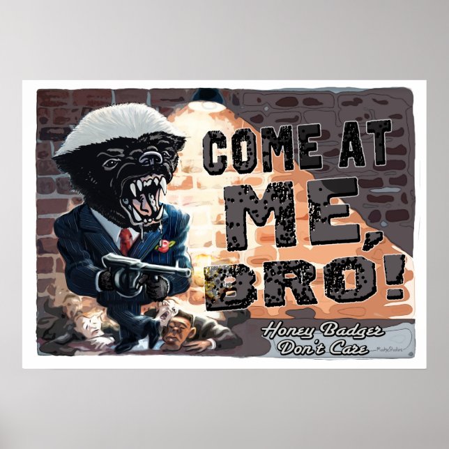 Honey Badger with Machine Gun Poster (Front)