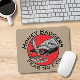 Honey Badgers Fear no Evil Funny Badass Slogan Red Mouse Mat