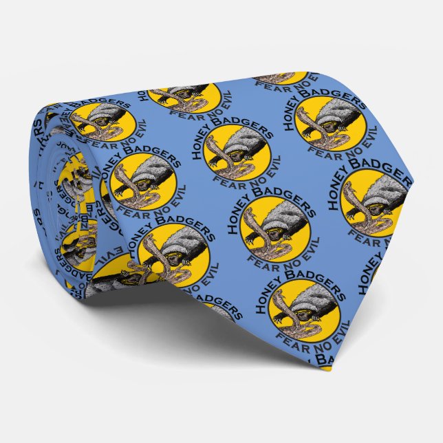 Honey Badgers Fear no Evil Yellow Badass Animal Tie (Rolled)