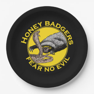 Honey Badgers Fear no Evil Yellow Scary Animal Art Paper Plate