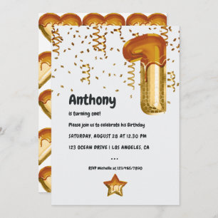 Honey Balloon 1st Birthday Invitation