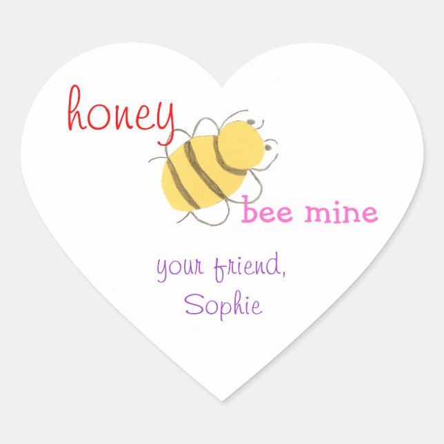 Honey be mine personalised valentine sticker (Front)