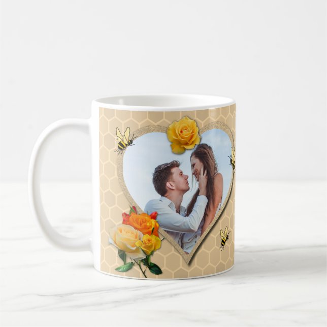 Honey Be Mine Rose Love Heart Valentine's Day Gift Coffee Mug (Left)