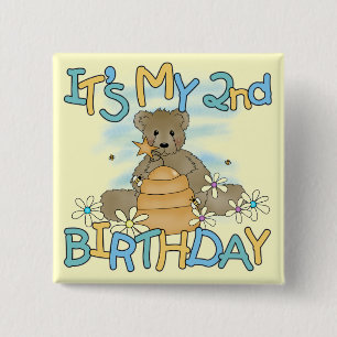 Honey Bear 2nd Birthday T-shirts and Gifts 15 Cm Square Badge