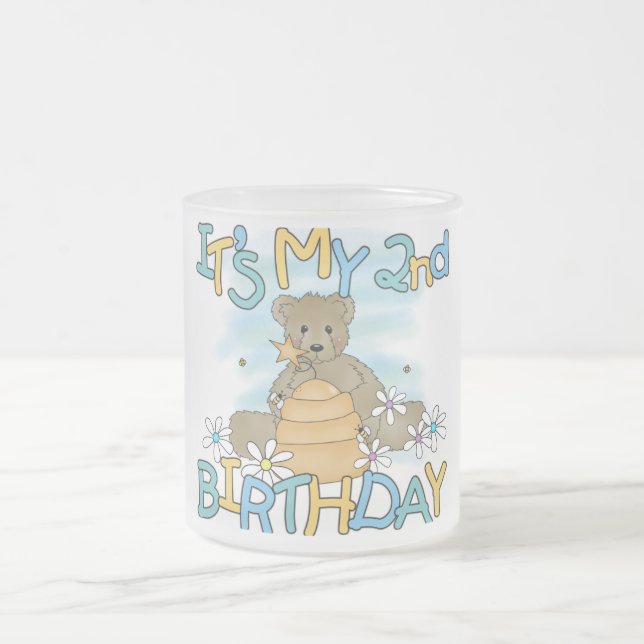 Honey Bear 2nd Birthday T-shirts and Gifts Frosted Glass Coffee Mug (Center)