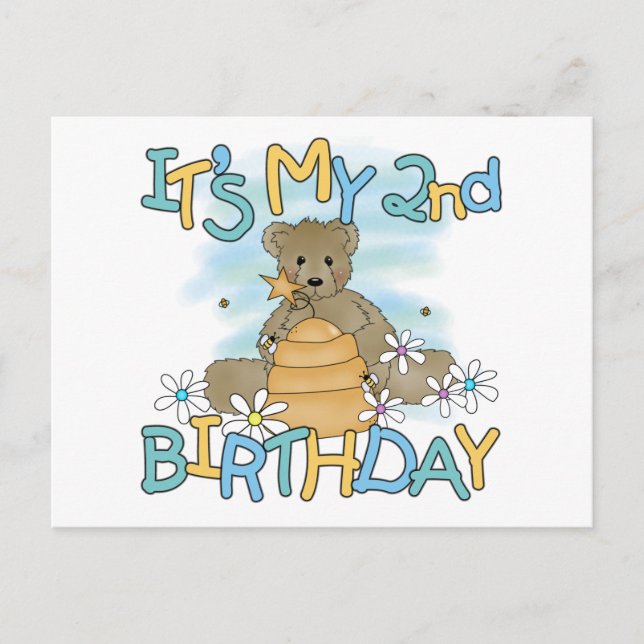 Honey Bear 2nd Birthday T-shirts and Gifts Postcard (Front)