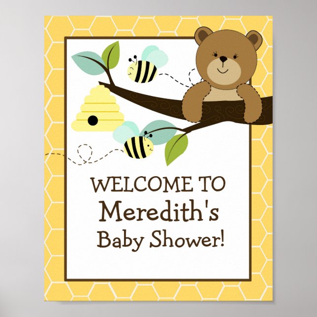 Honey Bear and Bee 8x10 Sign (Front)