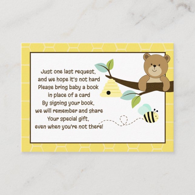 Honey Bear and Bee Book Request Cards (Front)