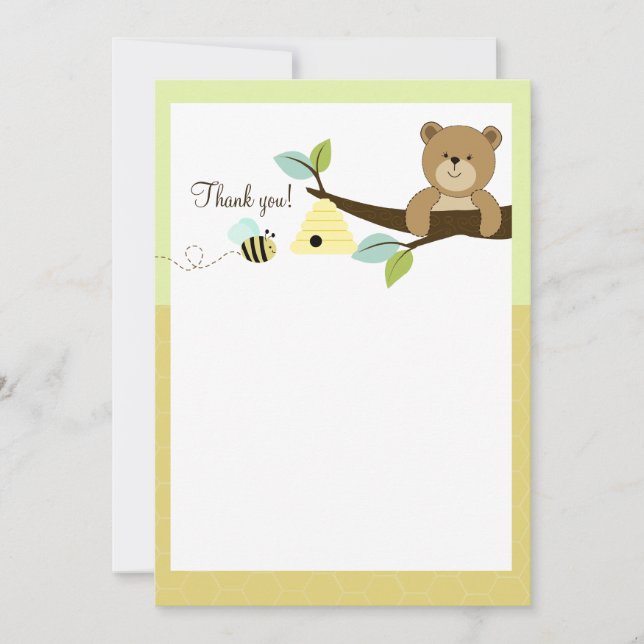 Honey Bear and Bee Flat Thank You notes (Front)