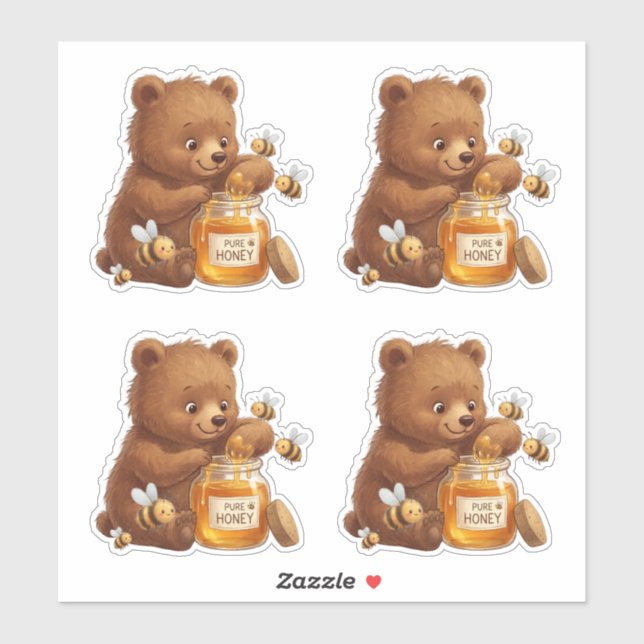 Honey Bear and Bees Custom-Cut Vinyl (Sheet)