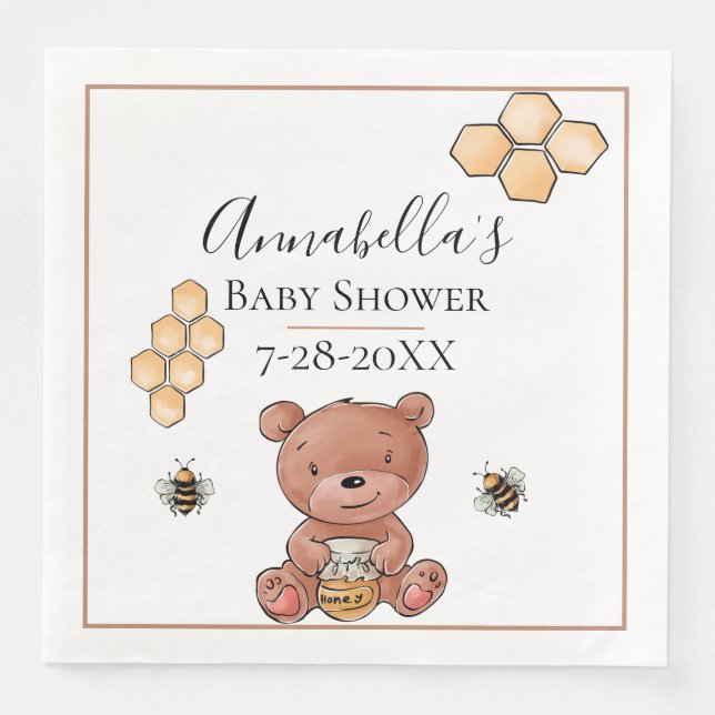 Honey Bear and Bees Napkin (Front)