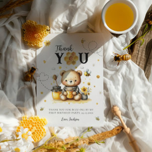 Honey Bear Bee 1st Birthday Gender Neutral Bee-Day Thank You Card