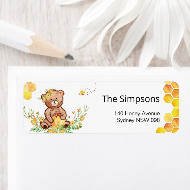 Honey bear bee return address label (Insitu)