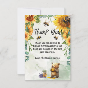 Honey Bear Birthday Party Thank You Cards