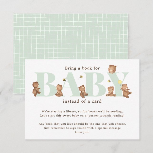 Honey Bear Book for Baby Card (Front/Back)