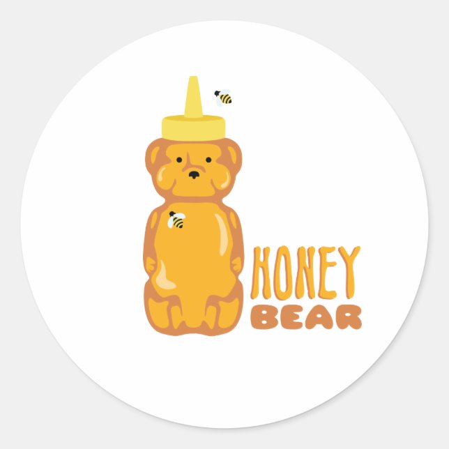 Honey Bear Classic Round Sticker (Front)