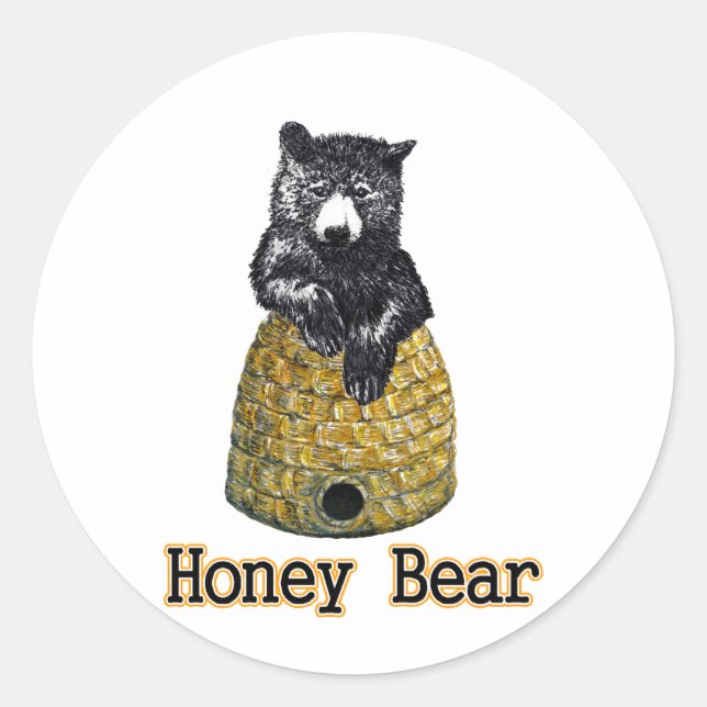 honey bear classic round sticker (Front)
