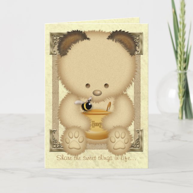 Honey Bear Custom Greetings Card (Front)