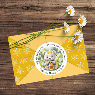 Honey Bear Daisy Flower Garden Spring Baby Shower  Classic Round Sticker