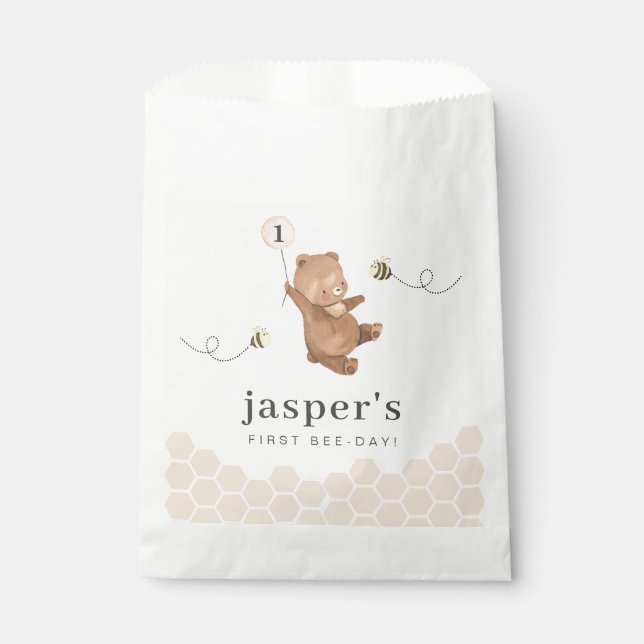 Honey Bear First Bee-day Favour Bags (Front)