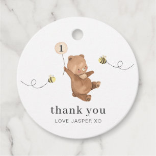 Honey Bear First Bee-day Favour Tags