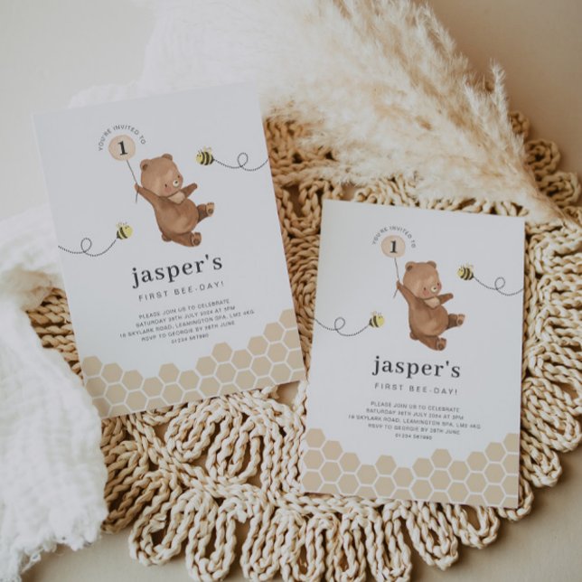 Honey Bear First Bee-day Invitation (Creator Uploaded)