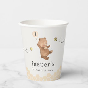 Honey Bear First Bee-day Paper Cups