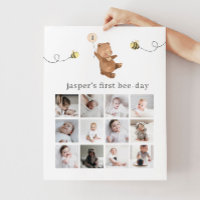Honey Bear First Bee-Day Photo Collage