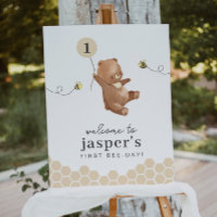 Honey Bear First Bee-day Poster