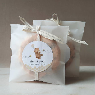 Honey Bear First Bee-day Thank You Classic Round Sticker