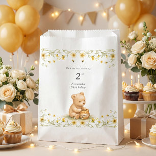 Honey Bear Floral Baby Birthday Favour Bags