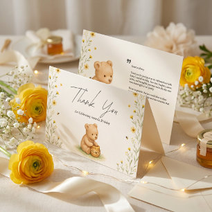 Honey Bear Floral Baby Birthday Thank You Card