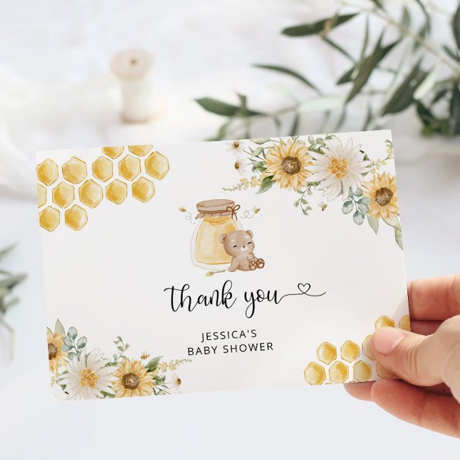 Honey bear honeycombs bee thank you card (Creator Uploaded)