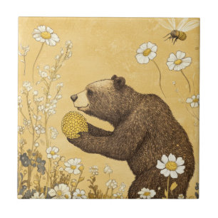 Honey Bear in Wildflower Meadow Tile