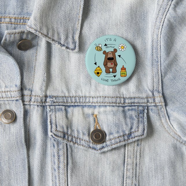 Honey Bear- The Recycler 6 Cm Round Badge (In Situ)