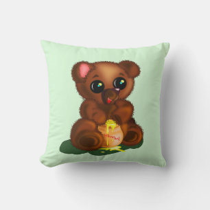Honey Bear Throw Pillow - Custom Colors