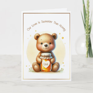Honey Bear Valentines Day Custom Short Girls Name Card