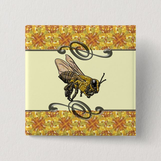 Honey Bee 15 Cm Square Badge (Front)