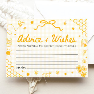 Honey Bee Advice and Wishes Bridal Shower Game Invitation