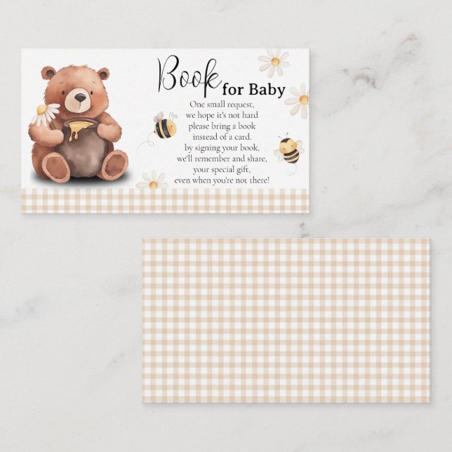  Honey Bee and Bear Book for Baby Baby Shower Enclosure Card (Front/Back)