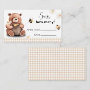 Honey Bee and Bear Guess How Many Baby Shower Enclosure Card