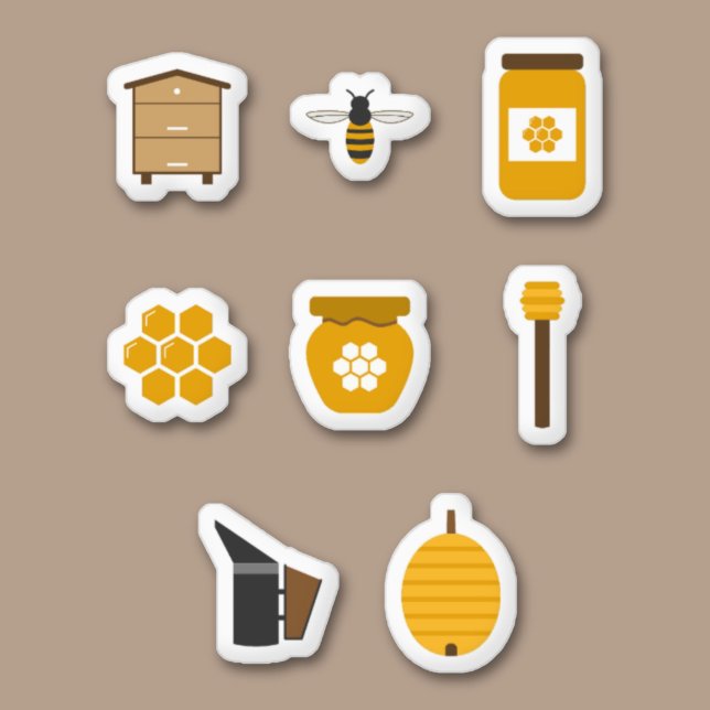 Honey, Bee and Beekeeping Set Stickers (Honey, Bee and Beekeeping Set Stickers)