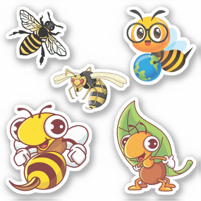 Honey Bee and Cricket Custom-Cut Vinyl Sticker (Front)