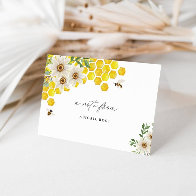 Honey Bee and Daisies-A Note From, Folded Thank You Card (Creator Uploaded)