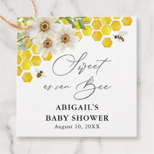 Honey Bee and Daisies Sweet as Can Bee Baby Shower Favour Tags